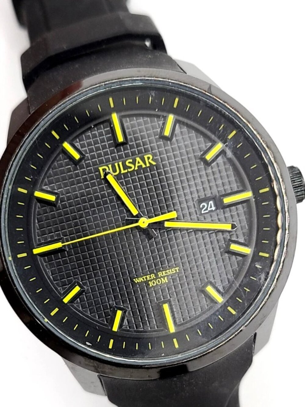 Pulsar Men's Black Dial Quartz Watch Black Rubber Band Brand New w/Box VJ42-X051